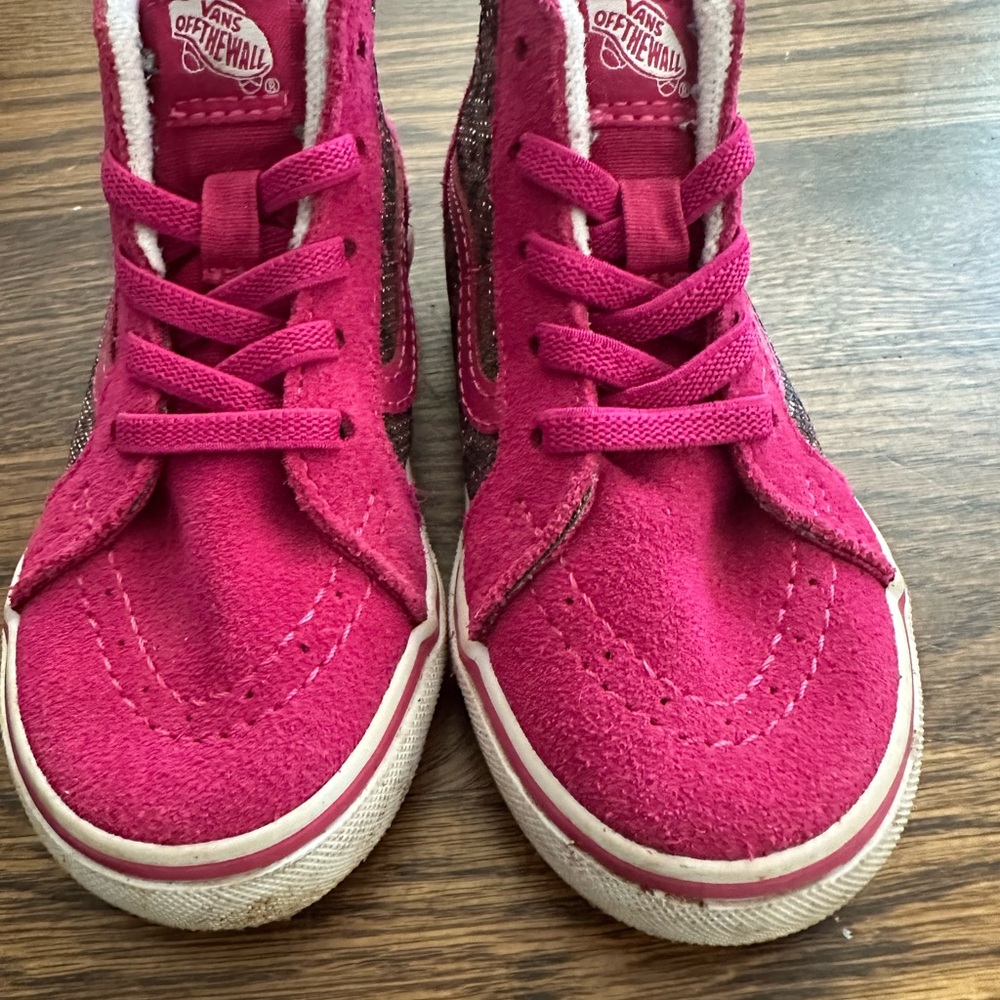 Vans Pink Leather High-Top Sneakers Classic Skate Style